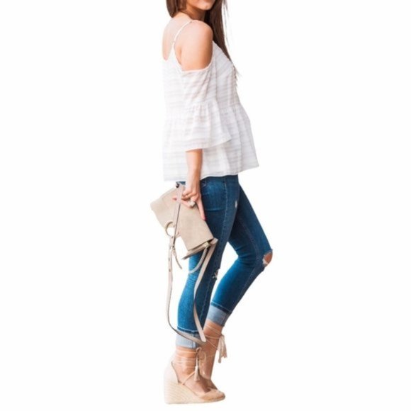 1. State Tops - 1. State Game On Textured Off Shoulder Top Sz XS